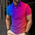 thumbnail image 2 of QATAINLAV 50 Percent off Sales Today, Men's Casual Polos Shirt Fashion Gradient Color Print Short Sleeve Golf Shirts Summer Button Laple Work Tees Tops Multicolor M, 2 of 6