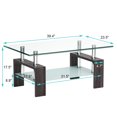 thumbnail image 2 of Costway Table Basse Rectangulaire en Verre Pieds en Métal Table d'Appoint Salon Noir, 2 of 7