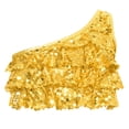 thumbnail image 4 of Oyolan Big Girls Gymnastic Workout Set 2PCS Crop Tops with Shorts 4-16 Years Sequins Dance Outfit Gold 6, 4 of 7