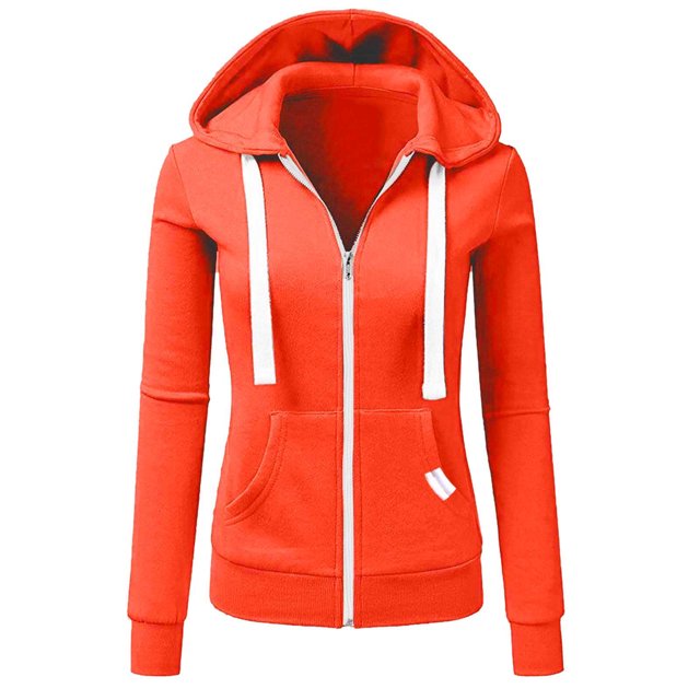 Kcodviy Femme Veste Unie Fermeture Éclair Fermeture Éclair devant Chandail à Capuchon Poche Chandail à Manches Longues Femme Décontracté Robe à Capuche Manteau à Capuche