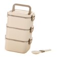 thumbnail image 3 of Abbracc Adult Lunch Box Microwave Lightweight Reusable Bento Box for Work Dining Out 3 Layers Beige, 3 of 9