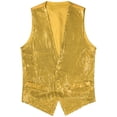 thumbnail image 3 of Doomiva Men Shiny Sequins Vest Button Sleeveless Slim Fit Waistcoat Club Prom Party Performance Dance Jacket Gold 170/XL, 3 of 7