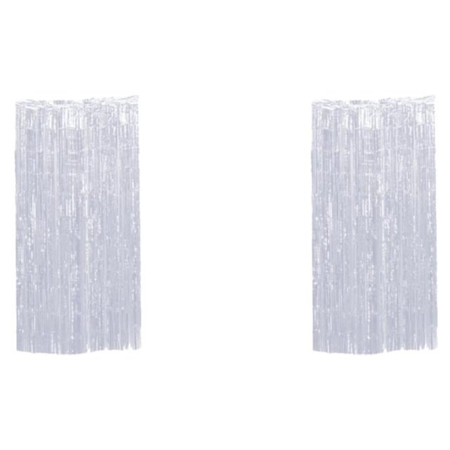 kurtrusly Foil Made Fringe Curtain For Graduation Party Decorations Birthday Party Decorations Tinsel Curtain Party Backdrop Silver 2Set