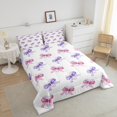 thumbnail image 4 of Erosebridal Ensembles de Couettes Nœud Girly Format Simple, Couettes et Duvets Rêveurs Violet Rose, Déco de Chambre de Princesse, Réversible, 4 of 7