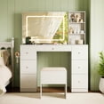 thumbnail image 2 of Costway Vanity Desk with Mirror & Lights Makeup Table with Power Outlets & 7 Drawers, 2 of 10