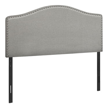 Monarch Specialties Bed, Headboard Only, Full Size, Bedroom, Upholstered, Linen Look, Grey, Transitional