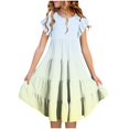 thumbnail image 1 of RXIRUCGD 2025 Vêtements d'Été pour Enfants Mode Filles Nouvelle Robe d'Été à Manches Courtes Poches à Volants Col Rond Imprimé, 1 of 4