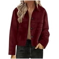 thumbnail image 2 of Plus Size Suede Jackets For Women 2025 Casual Button Down Cropped Jacket Fall Long Sleeve Outerwear Coats Work Clothes, 2 of 8
