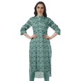 thumbnail image 1 of Moomaya Kurta Tunique à Ourlet Droit Imprimée pour Femmes, Kurti à Col Mandarin, Tenue d'Été, 1 of 6