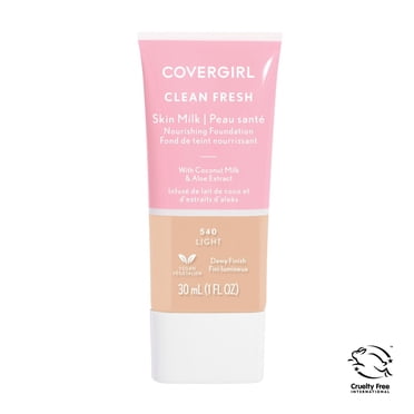 COVERGIRL - Fond de teint couvergance légère Clean Fresh, formulé sans parabènes, sulfates, huile minérale et talc. Enrichi en niacinamide, lait de coco et aloès, 100 % végétalien et sans cruauté enve