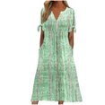 thumbnail image 2 of Babysbule Liquidation Robes d'Été pour Femmes, Mode Femmes Décontractée Ample Imprimé Papillon Col en V Manches Mi-Longues Boutons Poches Robe Longue, 2 of 5