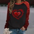 thumbnail image 2 of Penkiiy T-Shirt Col Rond pour Femmes 2025 Manches Longues Ample Confortable T-Shirt Saint-Valentin Slim Grande Taille Imprimé Cœur L Rouge, 2 of 4