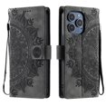 thumbnail image 2 of Flip Case for iPhone 16 Pro, Totem Embossed Flowers Premium PU Leather Wallet Folio Cover with Card Holder Kickstand Compatible with iPhone 16 Pro - Gray, 2 of 14
