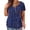 Bleu Foncé, variante sur EGNMCR T-Shirts pour Femmes Femmes Grande Taille Col en V Imprimé Teinture sur Nœuds à Boutons Manches Courtes Hauts T-Shirt Blouse