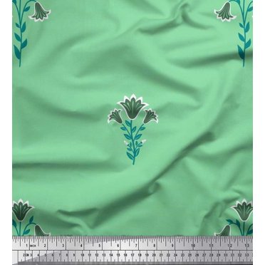 Soimoi Rayon Fabric Leaves & Floral Artistic Decor Fabric Printed Yard 56 Inch Wide