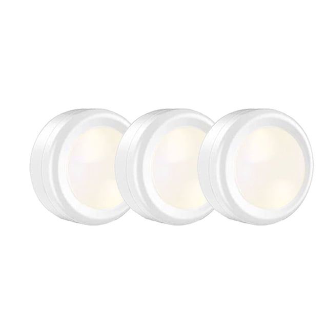 Wireless Cabinet & Showcase Lighting, Dimmable Under-Cabinet Kit, Kitchen Touch Lamp Remote-Controlled Battery LED Spotlights, 3-Pack