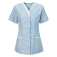 thumbnail image 1 of RKSTN Hauts pour Femmes Manches Courtes Col en V Hauts T-Shirt Blouse à Imprimé pour le Travail, 1 of 3