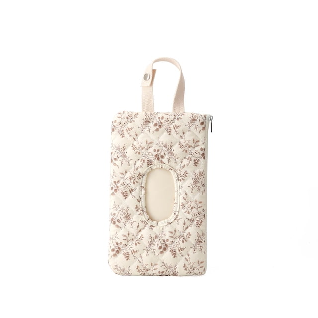Portable Refillable Quilted Floral Baby Wipe Pouch Holder With Lanyard For Stroller And Casual Travel Sports Bag