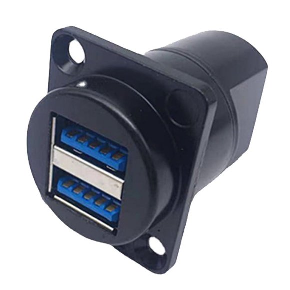 Panel Mount Pass Through Adapter, USB Coupler Socket A Port Efficient Strong Stability High Speed Transmission Female To Female for 86 Machine Cabinets Silver Case,Black Case