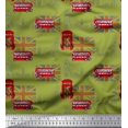 thumbnail image 1 of Soimoi Green Rayon Fabric London Theme Architectural Print Fabric by Yard 42 Inch Wide, 1 of 3