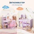 thumbnail image 4 of GloryStar Kids Vanity with Lighted Mirror, 2-in-1 Princess Vanity Set, Toddler Vanity Table & Chair Set with Open Bookshelf, 4 of 7