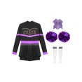 thumbnail image 3 of Aislor Tenues de Cheerleading pour Filles Enfants Costume de Cosplay de Cheerleading d'Halloween Robe de Danse de Fête Rave Violet C 16, 3 of 7