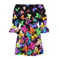 thumbnail image 5 of Fshaion Robe d'Été pour Femmes 2024 Grande Taille Col Rond Ligne A Imprimée Décontractée Manches Courtes Robe à Volants Liquidation à Moins de 10!, 5 of 5