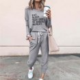 thumbnail image 2 of Pisexur Womens Lounge Set 2 Piece Outfits Long Sleeve Letter Print Blouses Tops Drawstring Pockets Long Pants Track Suits Plus Size Vacation Outfits Sweatsuit Set S-5XL, 2 of 4