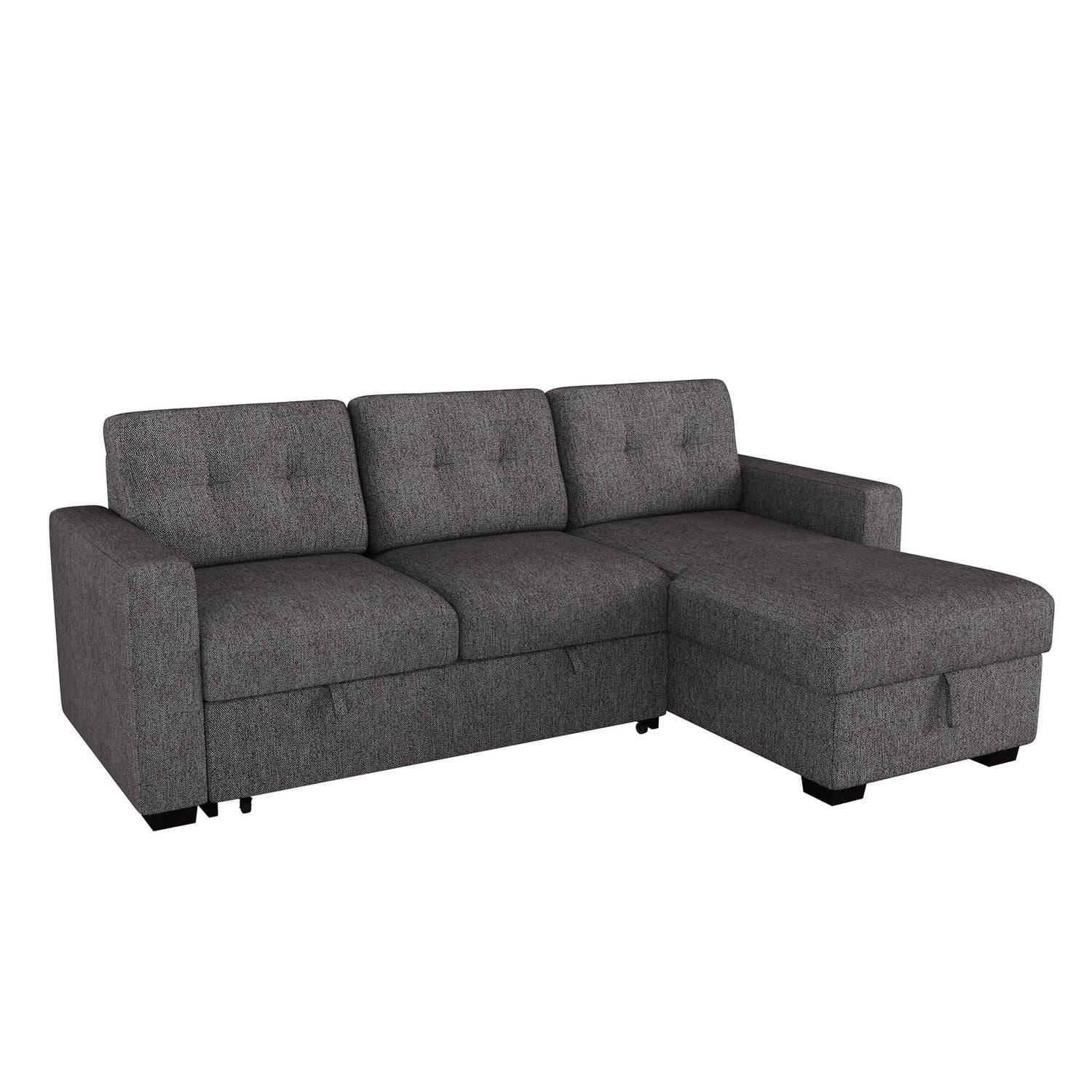 Modern Fabric Sectional Sofa w/Bed & Storage, 93.25 - Charcoal