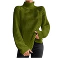 thumbnail image 1 of Yuyuzo Womens Winter Fall Sweater Solid Color Turtleneck Cable Knit Long Sleeve Sweaters Pullover Tops, 1 of 6