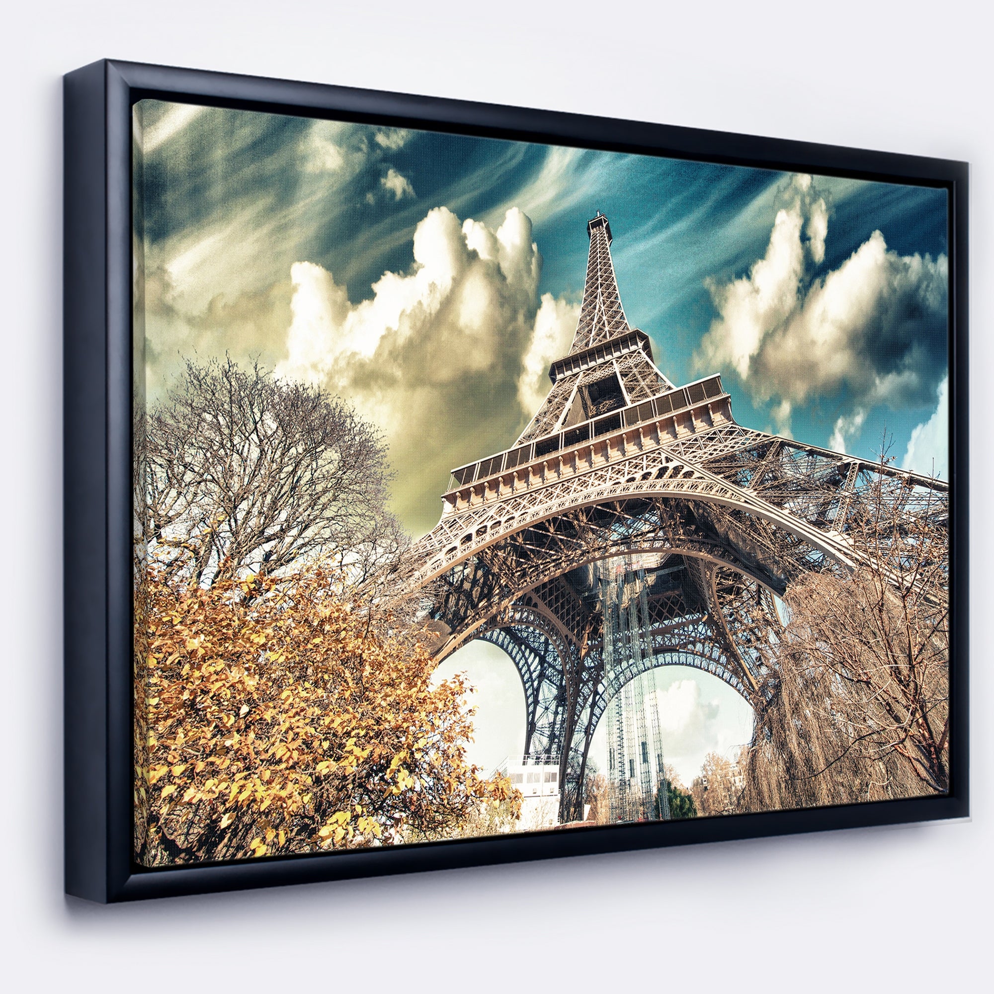 Design Art Vue De Tour Eiffel En Paris Sur Toile Encadrée