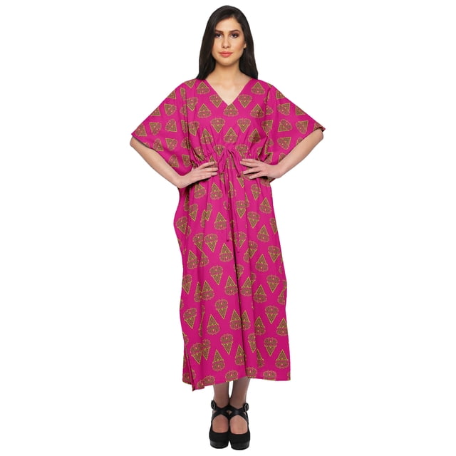 Moomaya Sortie de Plage Kaftan pour Bikini, Robe Caftan Longue Maxi pour Femmes - L-XL