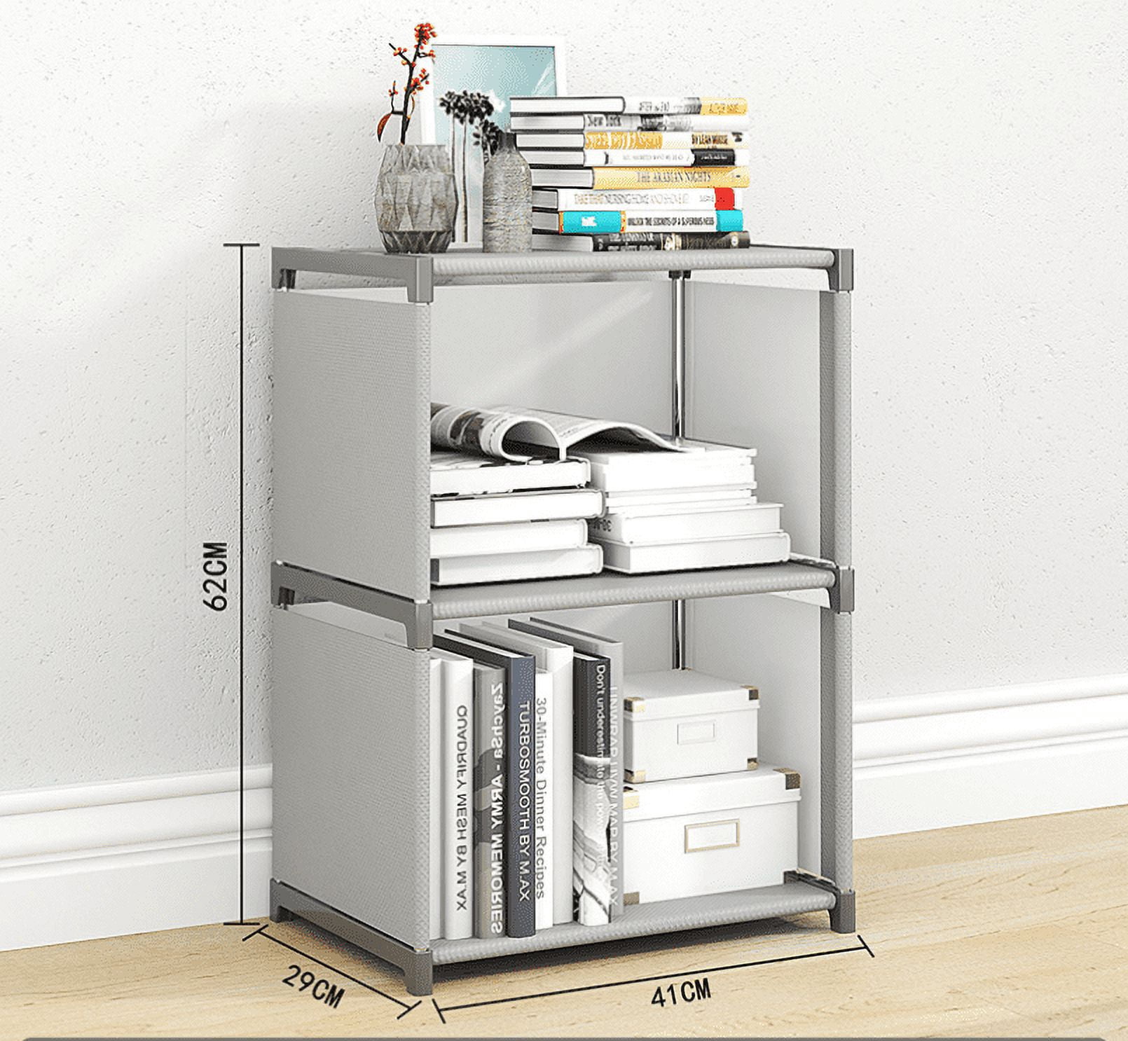 2 Tiers Cube Bookcase Book Shelf Multifunctional Storage Rack for Books Shoes Toys Green Plants Decorations Bedroom Study Room Kitchen