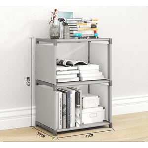 2 Tiers Cube Bibliothèque Bibliothèque Étagère Rangement multifonctionnel Rack pour livres Chaussures Jouets Plantes vertes Décorations Chambre d'étude Cuisine