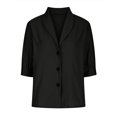 thumbnail image 4 of Aboser Women's Cotton and Linen Shirts Plain Short Sleeve Blouse Tops Dressy Button Down T Shirt Lapel Work Office Tunic Top 2024 Ladies Clothes Black M, 4 of 6