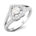 thumbnail image 2 of 0.83 Cts Round Pearl Gemstone Heart Shape 925 Sterling Silver Solitaire With Accent Split Shank Wedding Rings, 2 of 3