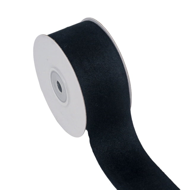 Velvet Ribbon for Gift Wrapping 1.6In Velvet Ribbon Flocking Ribbon Velvet Jewelry Diy Ribbon Accessories Ribbon 5 Wired Velvet Ribbon. A roll of black velvet ribbon with a soft, luxurious texture, displayed on a white spool. Ideal for crafting bows, decorating wreaths, wrapping gifts, and enhancing Christmas or wedding decorations. The ribbon is wired for easy shaping and manipulation, suitable for DIY projects, home decor, and holiday embellishments.