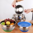 thumbnail image 2 of GLFILL Stainless Steel Salad Bowl with Silicone Bottom Lid Cooking Baking Home Kitchen 30cm, 2 of 8