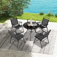 thumbnail image 4 of Costway Ensemble de 2 Chaises de Patio Pliantes avec Dossier et Accoudoirs Chaises de Plage de Camping Noir, 4 of 9