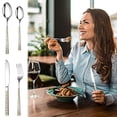 thumbnail image 1 of Todaioua Silver Hammered Silverware Set, 4 Piece Stainless Steel Heavy Duty Flatware Set for 4,Double-Sided Flower Pattern, Tableware Cutlery Set for Home Restaurant, Mirror Polished, 1 of 9