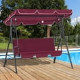 thumbnail image 2 of Outsunny Balançoire de Patio à 3 Places avec Auvent Réglable Rouge Vin, 2 of 10