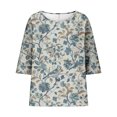 thumbnail image 4 of Hauts pour Femmes Mode Décontractée Court Manches 3/4 Imprimé Chemise Ample Blouse Haut Blouses pour Femmes, 4 of 5