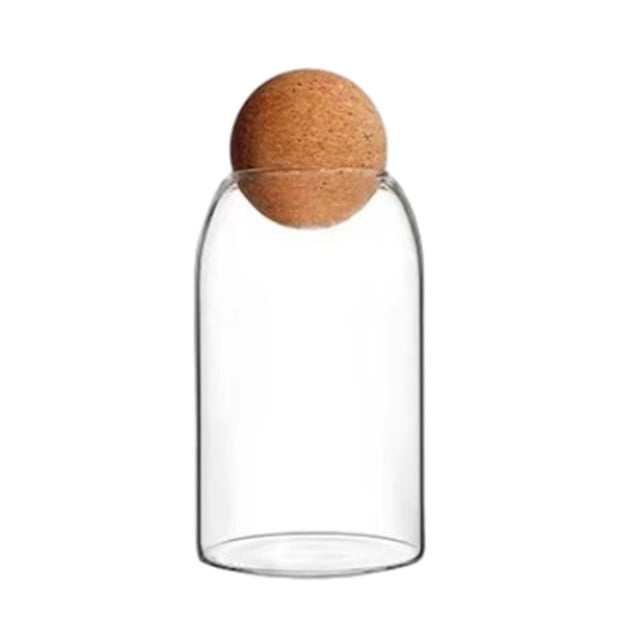 EGNMCR Storage Containers, Kitchen Storage & Organization Glass Storage Jars With Airtight Wooden Lid Ball Clear Candy Jar Food Storage Jars For Tea Coffee Spice Candy Glass Storage