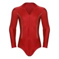 thumbnail image 1 of Eandarui Justaucorps de Danse Latine Tango pour Hommes Chemises à Manches Longues en Strass Brillant Chacha Rumba Samba Rouge 3TG, 1 of 7