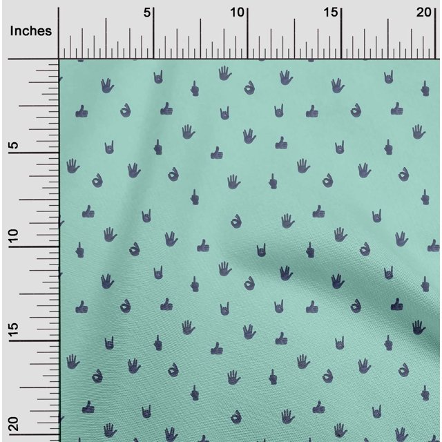 oneOone Silk Tabby Fabric Finger Sign Symbol Printed Craft Fabric BTY 42 Inch Wide