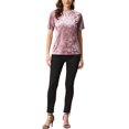 thumbnail image 2 of INSPIRE CHIC Haut en Velours Décontracté pour Femme à Col Rond et Manches Courtes TP Rose, 2 of 7