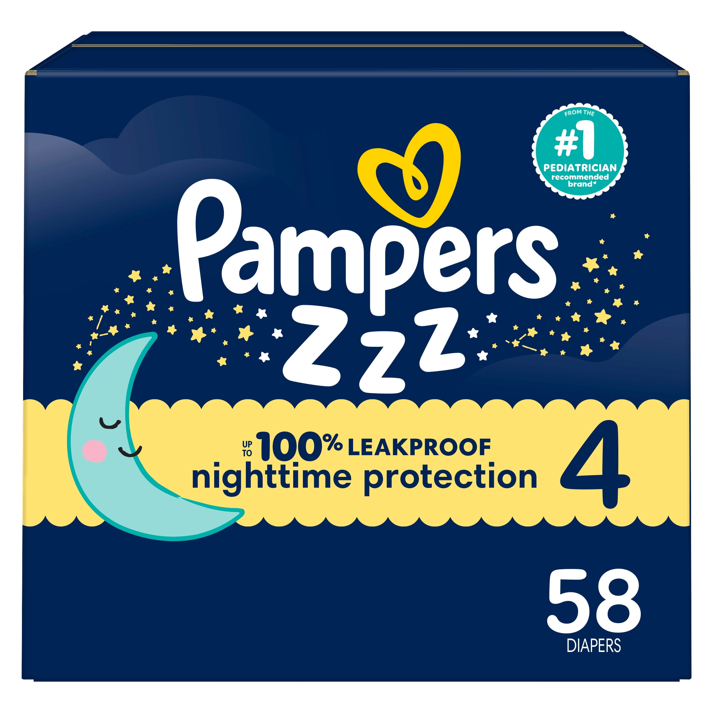 ZZZ Couches de Nuit, Taille 4 (22-37 lbs), Couche pour Bébé Jetable à Protection Nocturne