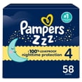 thumbnail image 1 of ZZZ Overnight Diapers, Size 4 (22-37 lbs), Nighttime Protection Disposable Baby Diaper, 1 of 28