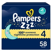 ZZZ Overnight Diapers, Size 4 (22-37 lbs), Nighttime Protection Disposable Baby Diaper