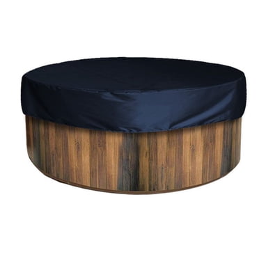 LEFU pour Housse Ronde de Spa Imperméable Protecteur de Dessus de Bain Anti-UV Antipoussière 190T Tissu Enduit d'Argent pour Spa Accessoires de Piscine Extérieure Noir 190x30cm